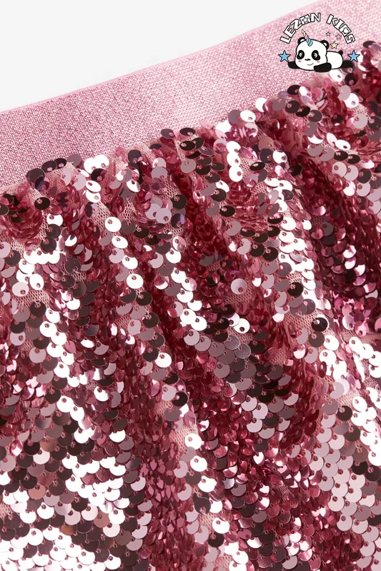 LEZONKIDS - Customizable Girls Pink Sequin Skirts Performance Skirt Sparking Girl Skirt